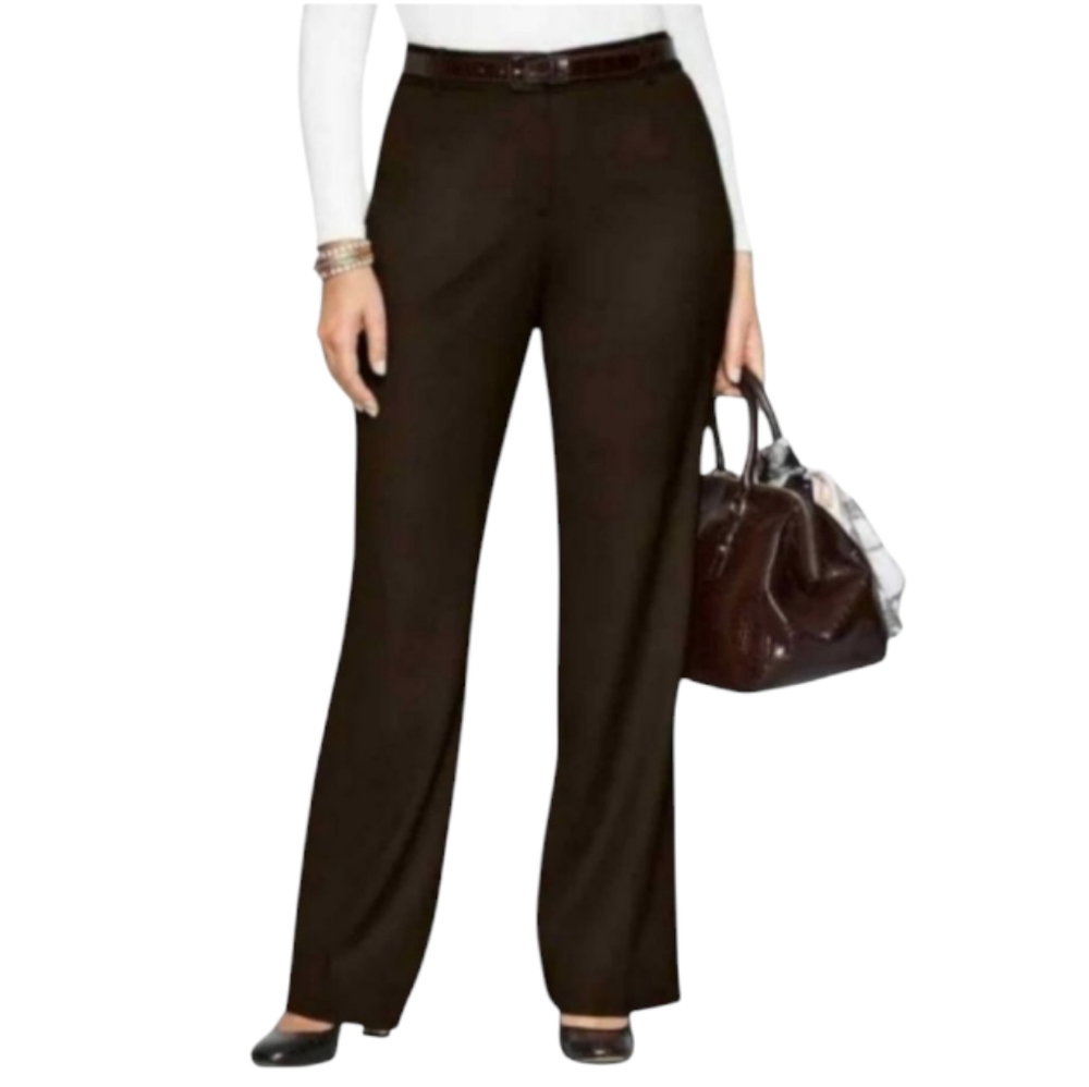 Talbots Woman Signature Brown Wool Blend Wide Leg Trousers Pants 18W